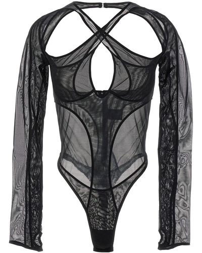Mugler 'criss-crossed Multi-layer' Bodysuit - Black