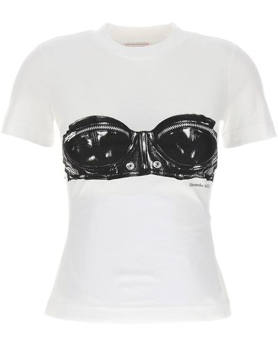 Alexander McQueen Corset Print T-shirt - White