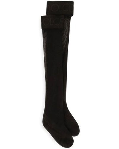 Dolce & Gabbana Logo Over-the-knee Socks - Black