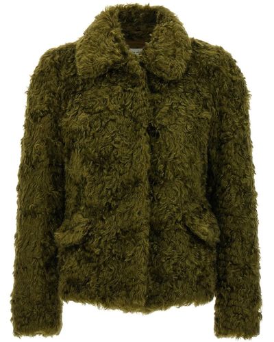 Dries Van Noten 'vettys' Eco Fur Coat - Green