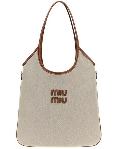 Miu Miu Shopping Canvas Logo - Gray