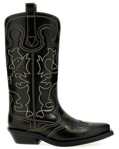 Ganni 'western' Texan Boots - Black