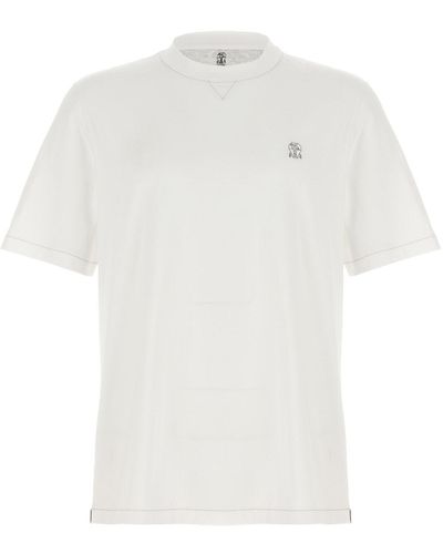 Brunello Cucinelli Logo Embroidery T-shirt - White