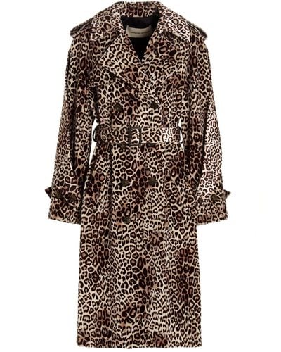 Alexandre Vauthier Leopard Velvet Trench Coat - Brown