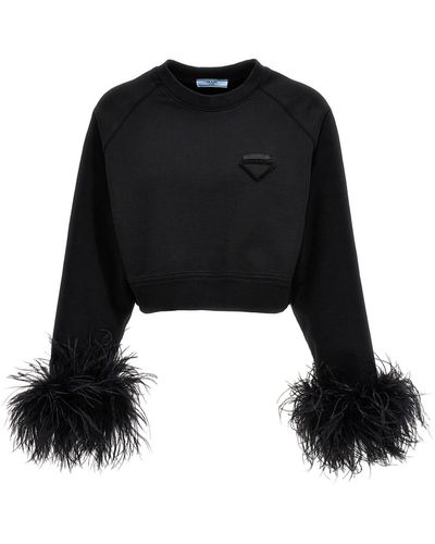 Prada Feather Logo Sweatshirt - Black