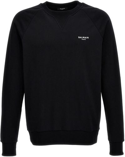 Balmain Sweatshirt Mit Geflocktem Logo - Schwarz