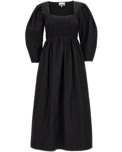 Ganni Smock Stitch Dress Dresses - Black