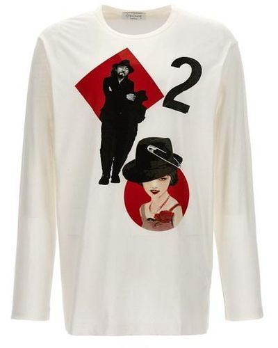 Yohji Yamamoto T-shirt stampa - Bianco