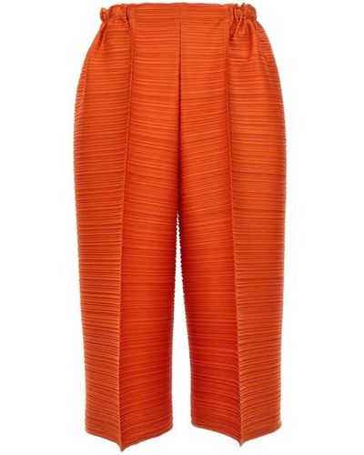 Pleats Please Issey Miyake 'thicker Bounce' Pants - Orange