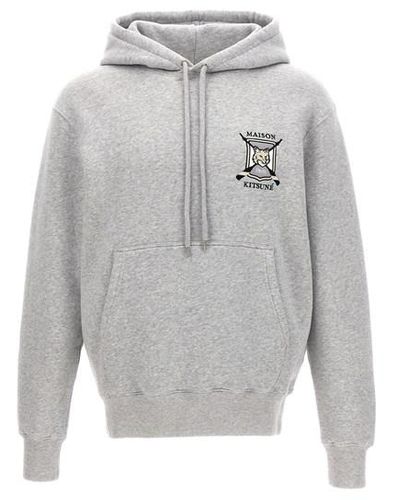 Maison Kitsuné College Fox Embroidered Comfort Hoodie in Green for