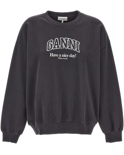 Ganni Print Sweatshirt - Black