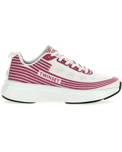 Twin Set Stretch Knit Trainers - Pink
