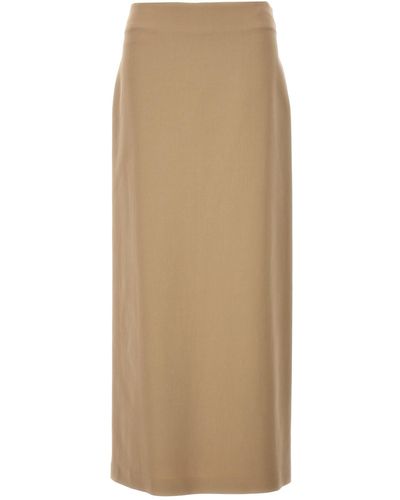 Brunello Cucinelli Slit Cotton Skirt - Natural