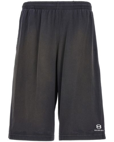Balenciaga Bermuda-Shorts Mit Logo-Stickerei - Grau