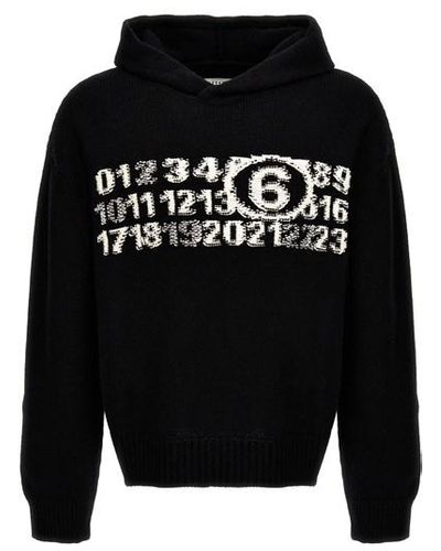 MM6 by Maison Martin Margiela 'numeric Signature' Hooded Sweater - Black