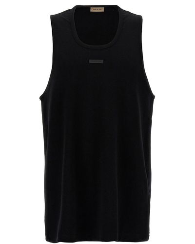 Fear Of God Leather Logo Patch Tank Top - Black
