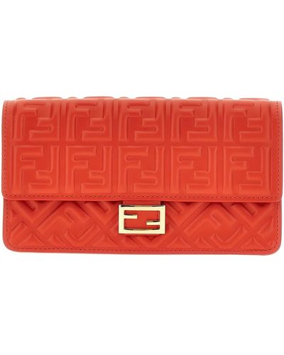 Fendi 'baguette' Wallet On Chain - Red