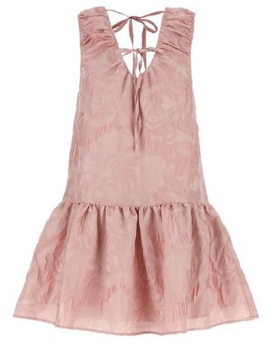 Ganni Cloqué Texture Dress - Pink