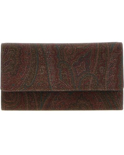 Etro Wallet On Chain 'paisley' - Brown
