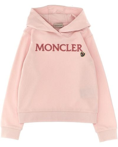 Moncler Logo Embroidery Hoodie - Pink