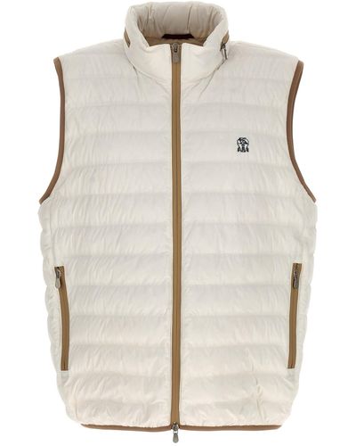 Brunello Cucinelli Padded Vest With Logo Embroidery - Multicolour