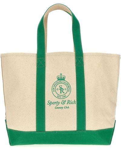 Sporty & Rich Logo Shopping Bag - Green