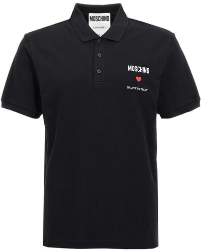 Moschino 'in Love We Trust' Polo Shirt - Black