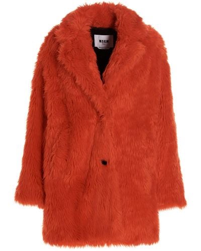 MSGM Single Breast Eco Fur Jacket - Red