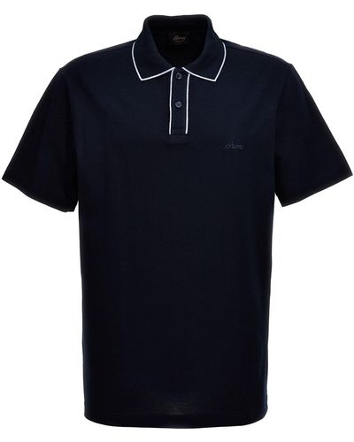 Brioni Logo Embroidery Polo Shirt - Black