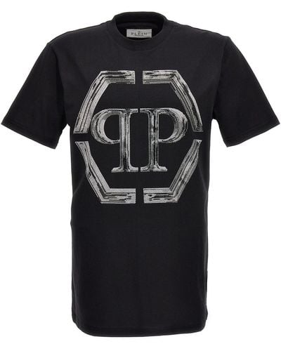 Philipp Plein T-Shirt Mit Pailletten-Logo - Schwarz