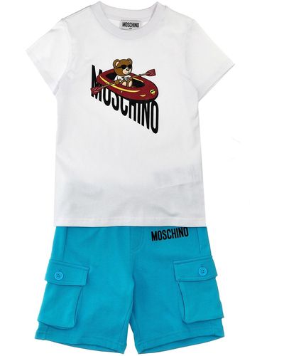 Moschino T-shirt + Logo Print Bermuda Shorts - Blue
