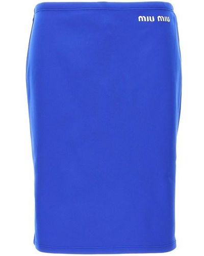 Miu Miu Nylon Pencil Skirt - Blue