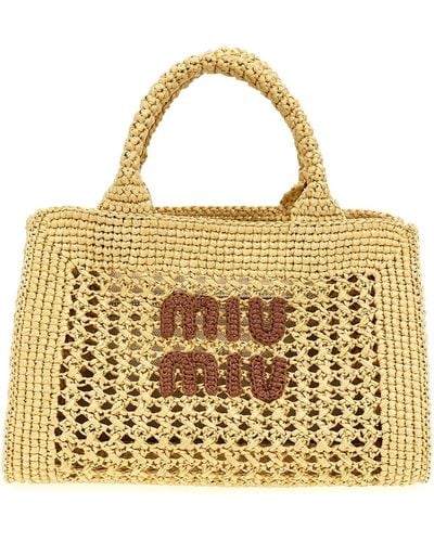Miu Miu Raffia Crochet Handbag - Metallic