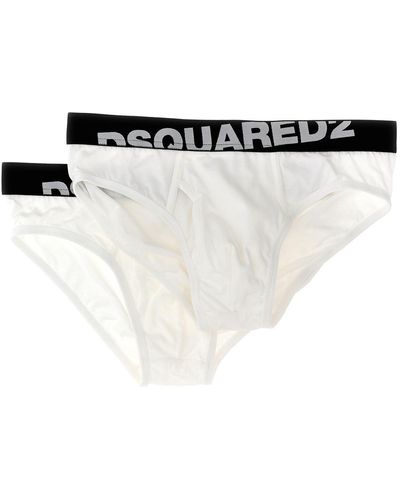 DSquared² 2Er-Pack Elastischer Slip Mit Logo - Weiß