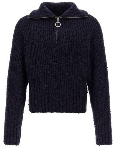 Ami Paris Half Zip Sweater - Blue