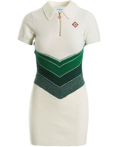 Casablancabrand 'chevron Elevation Bouclè' Dress - Green