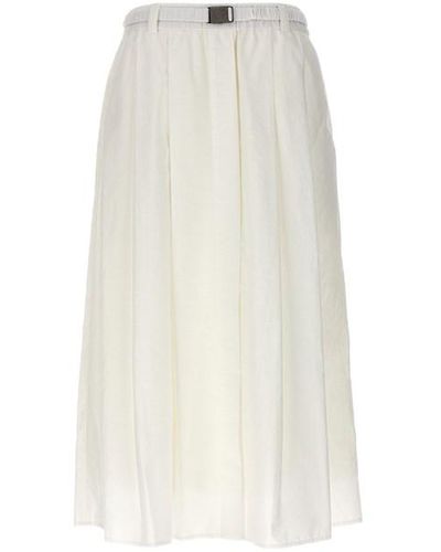 Brunello Cucinelli Cotton Blend Midi Skirt Gonne Bianco