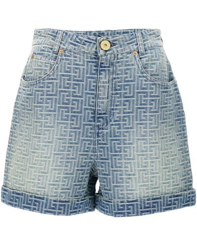 Balmain Bermuda-Shorts 'Monogram' - Blau