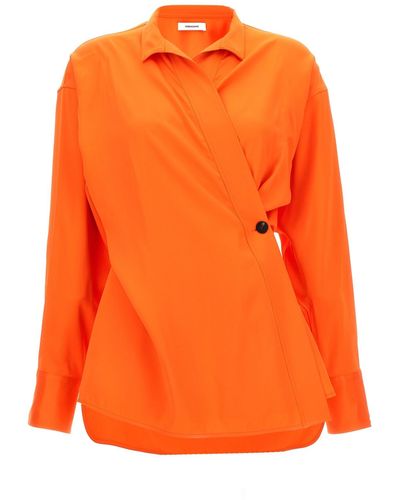 Ferragamo Satin Asymmetric Shirt - Orange