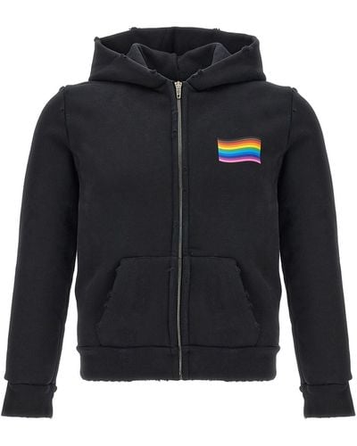 Balenciaga Rainbow Print Hoodie - Black