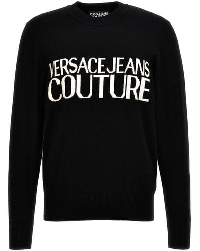 Versace Logo Intarsia Jumper - Black