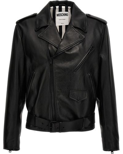 Moschino 'in Love We Trust' Leather Jacket - Black