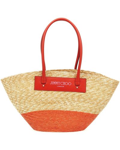 Jimmy Choo 'beach Basket Tote/m' Shopping Bag - Red