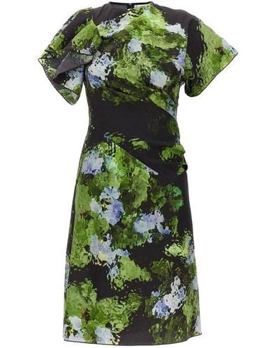 Victoria Beckham Floral Printed Dress - Green