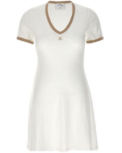 Courreges Logo Embroidery Dress - White