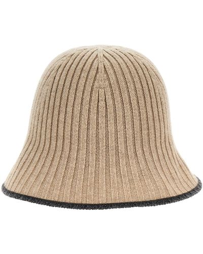 Brunello Cucinelli Ribbed Knit Bucket Hat - Natural