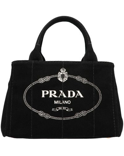 Prada Handtasche Mit Logo - Schwarz