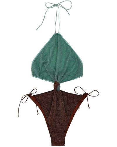 Oséree Einteiliger Badeanzug "Lumiere Bicolor Knot Maillot" - Grün
