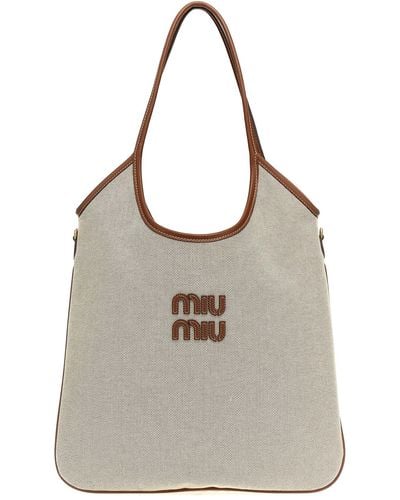 Miu Miu 'ivy' Shopping Bag - Grey