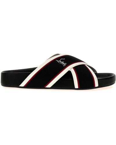 Christian Louboutin 'hot Cross Bizz Flat' Sandals - Black